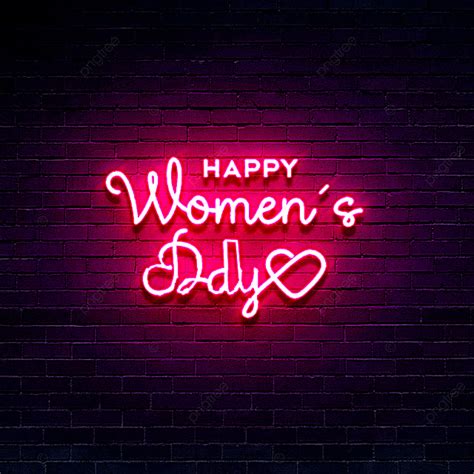 womens day neon text design light vector women illustration png transparent clipart image