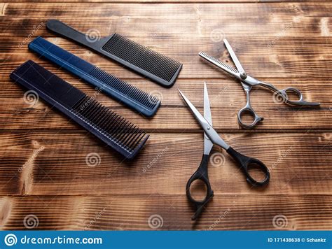 Scissors And Combs For Haircuts Stock Photo Image Of Salon Metal