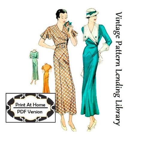 1930s Cape Sleeve Tea Dress Pdf Print At Home Pattern Bust 34 Etsy