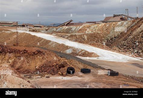 Landscape Of Old Mining Structures In Riotinto Huelva Spain Stock Photo