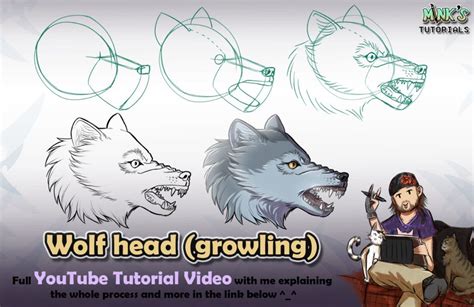 Wolf Head Growling Minks Tutorials Youtube By Minks Art On