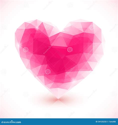 Bright Pink Vector Crystal Isolated Heart Stock Photography Image