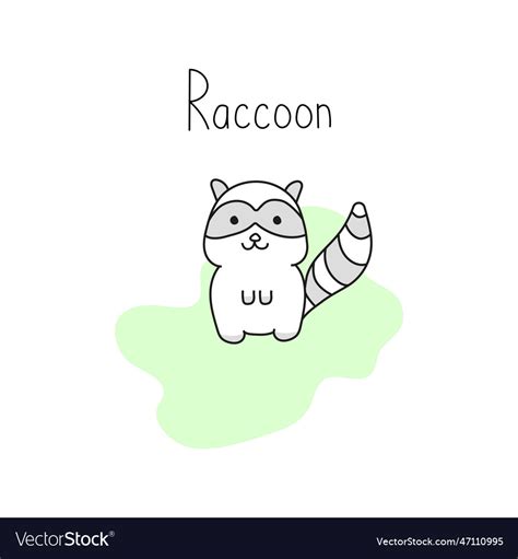 Cute Raccoon In Doodle Style Royalty Free Vector Image