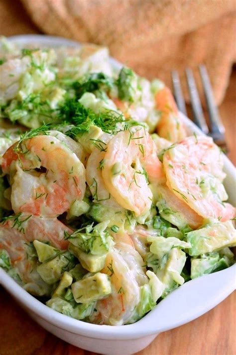 Bring water to boil and add juice from lime, 1/2 of the squeezed lime, bay leaf, dill weed springs, salt, and pepper. Avocado Cold Shrimp Salad - Recipes-Yummy (With images ...