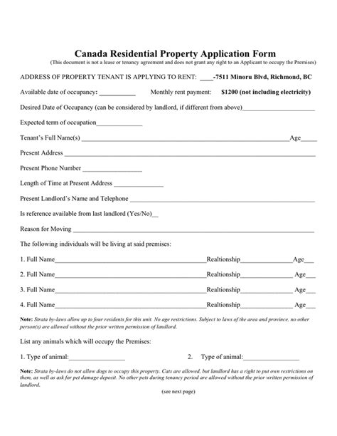 Rental Application Template Download Free Documents For Pdf Word And Excel