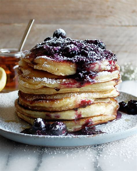 Lemon Ricotta Pancakes With Blueberry Syrup The Original Dish
