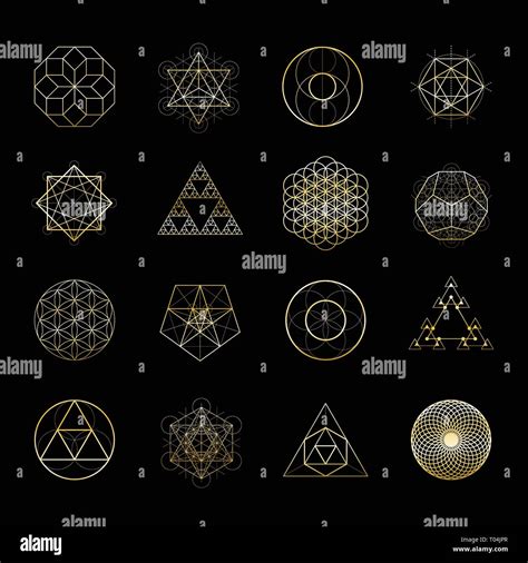 Sacred Geometry Golden Vector Design Elements Collection Alchemy