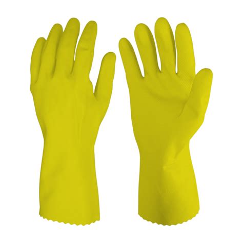 Primeway Natural Rubber Flock Lined Household Cleaning Gloves Pair Yellow Large Amazon