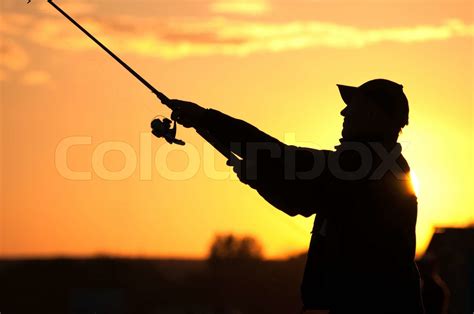 Fisherman Silhouette At Sunset Stock Image Colourbox