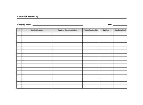 Corrective Action Tracking Template
