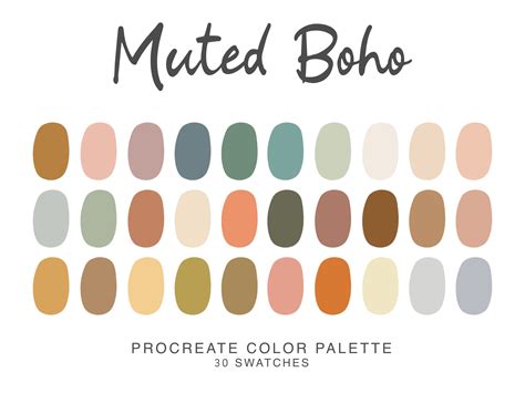 Boho Muted Procreate Color Palette Ipad Procreate Illustration Color