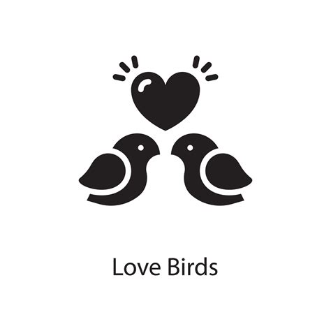 Love Birds Vector Solid Icon Design Illustration Love Symbol On White