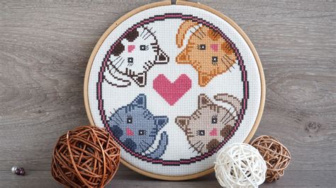 4 cats cross stitch pattern pdf cute embroidery scheme etsy cat cross stitch pattern cross