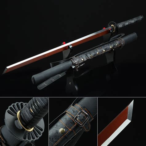 Handmade Spring Steel Red Blade Real Japanese Ninjato Ninja Sword With