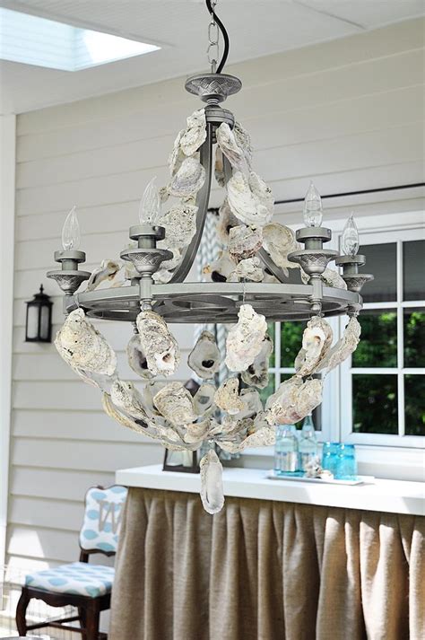 Diy faux capiz shell chandelier. Oyster Shell Chandelier | Shell chandelier, Diy chandelier ...
