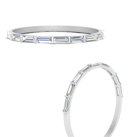 East West Diamond Baguette Stacking Ring In 950 Platinum Fascinating