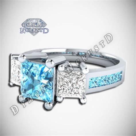 Princess Jasmine Inspired Aquamarine Swarovski On Sterling Silver Or White Gold Engagement Ring