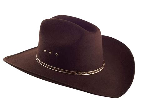 Brown Rodeo Bullrider Sheriff Cowboy Hat Western Faux Felt Gold Band