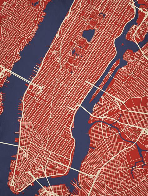 New York City Manhattan Map Art City Prints