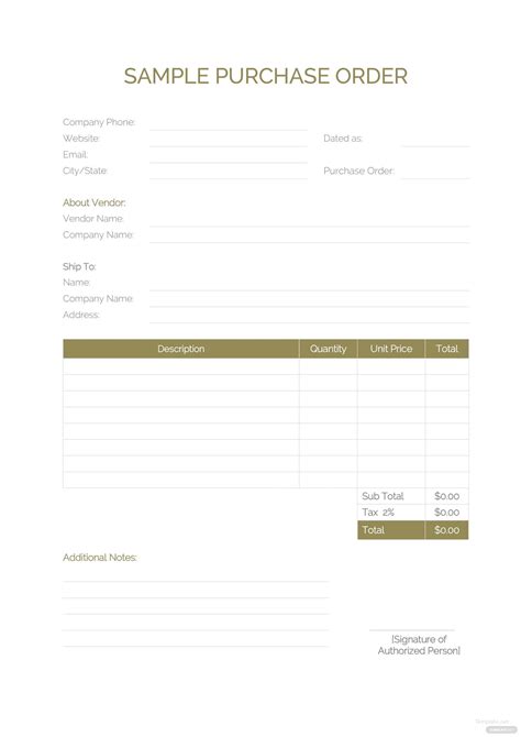 Sample Purchase Order Template In Microsoft Word Excel