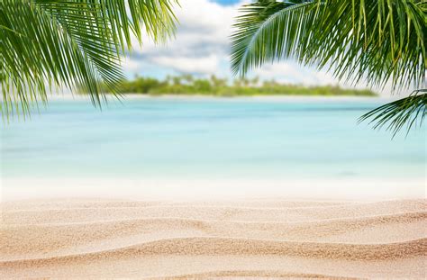 Sandy Tropical Beach With Island On Background Jvs World Fitness