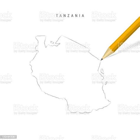 Vetores De Mapa Vetor De Esboço De Lápis De Mão Livre Da Tanzânia