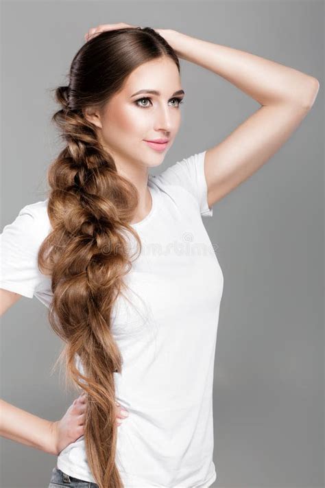 Braid Of A Woman With Brown Hair Stock Photo Image Of Fashion Hair