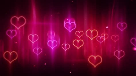 Glowing Neon Hearts Seamless Loop Background Stock Footage