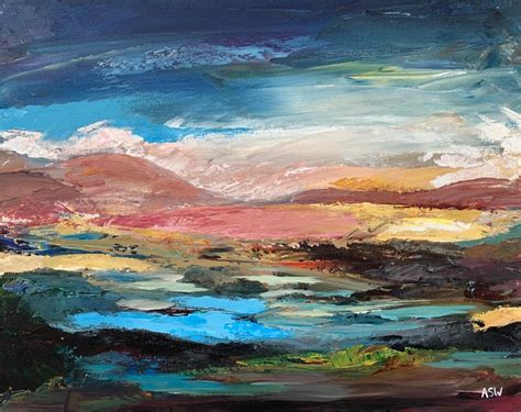 Colourful Expressive Abstract Mountain Landscape Ascot Studios