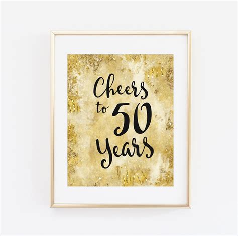 Cheers To 50 Years Printable 50th Birthday Decor Cheers To