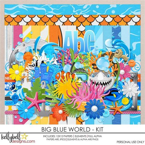Big Blue World Kit Kellybell Designs Disney Scrapbook Art Of