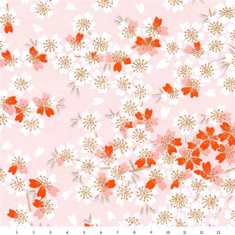Papier Japonais Fleurs De Cerisier Rose Pâle Et Corail M656 Adeline Klam