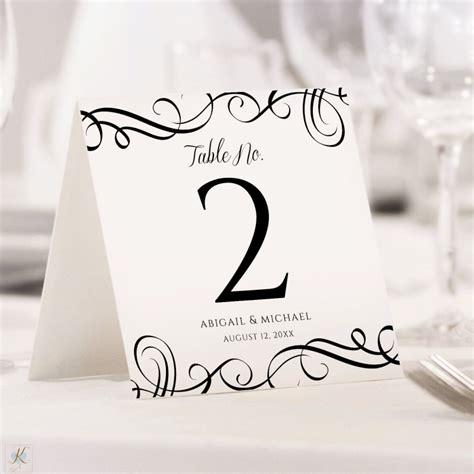 Template For Calling Card New Table Number Template Elegant Swirls Tent