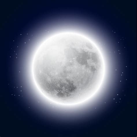 Luna Amarilla Llena Sobre Cielo Azul Oscuro Vector Ilustración Del