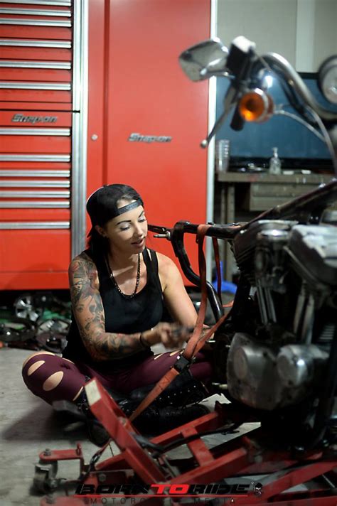 Born To Ride Motorcycle Babe Of The Week Brittany Working On Bike