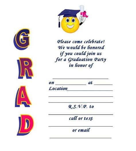 Free Printable Graduation Party Invitation Template For Word