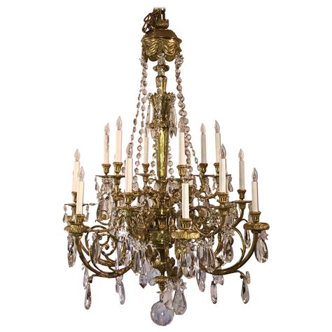 Antique French Napoleon Iii Ormolu And Crystal Chandelier For Sale At