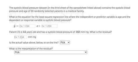 Solved The Systolic Blood Pressure Dataset In The Third