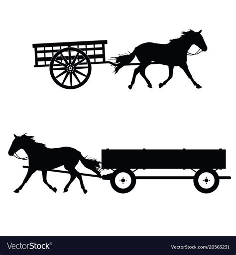 Horse With Carriage Silhouette Royalty Free Vector Image