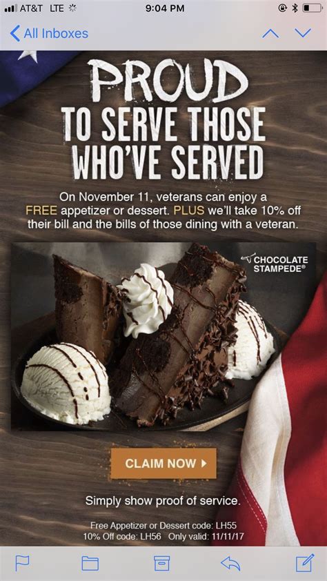 Free Appetizer or Dessert at Longhorn Steakhouse for Veterans on