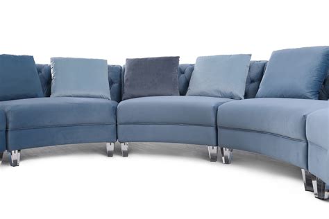 Divani Casa Darla Modern Blue Velvet Circular Sectional Sofa