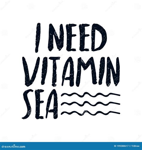I Need Vitamin Sea Stylish Typography Design Stock Vector