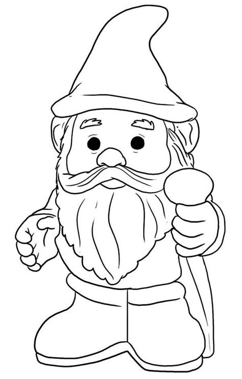 Gnome With Pointy Hat Coloring Page Gnome Coloring Pages How To Draw