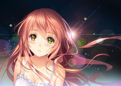 anime, Anime Girls, Soft Shading, Heterochromia, Tidsean ... Soft pink anime wallpaper *requested*.