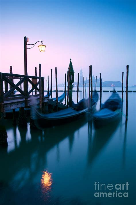 Row Of Gondolas At Sunrise In Venice Italy Photograph By Matteo