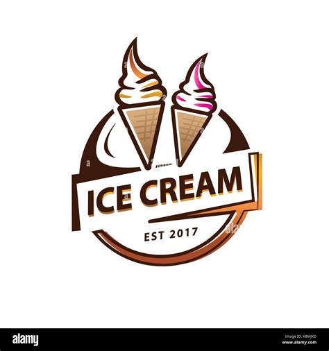 Soft Serve Ice Cream Logo Circular Ice Cream Logo Illustration Design Isolated On White