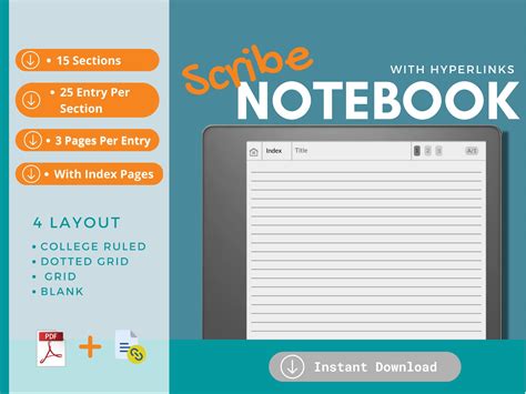 Digital Notebook For Kindle Scribe Kindle Scribe Notebook Etsy