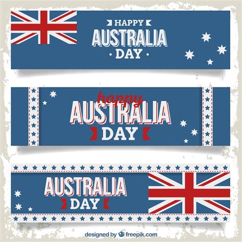 Free Vector Assortment Of Banners For Australia Day With Blue Background