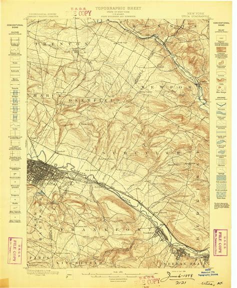 Utica Ny 1898 1898 Usgs Old Topo Map 15x15 Quad Old Maps