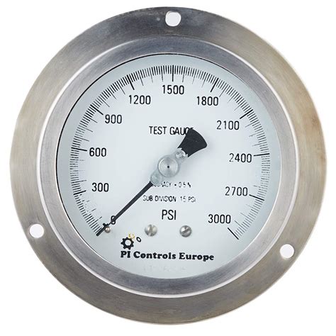 100 Mm Dial Range0 To 3000 Psi Pi Controls Europe Stainless Steel